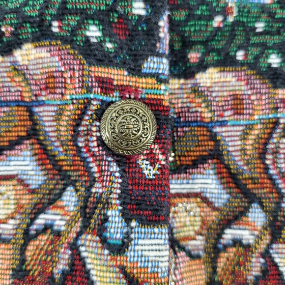 Vintage White Stag Women's Holiday Winter Scene Tapestry Vest Size Large - Picture 5 of 8